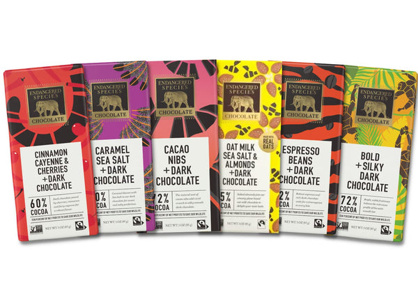 Endangered Species Chocolate Bars Vegan & Gluten Free Assorted Variety (6 Pack)