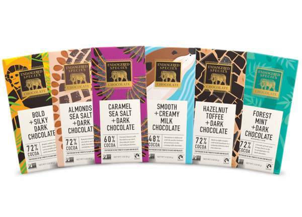 Endangered Species Chocolate Bars Vegan & Gluten Free Assorted Variety (6 Pack)